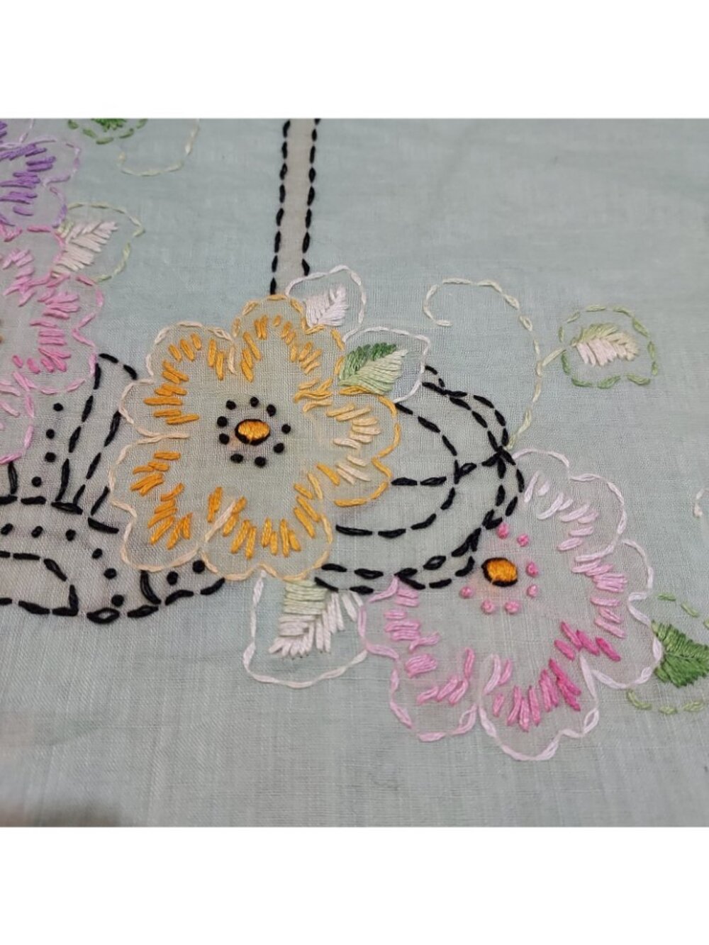 Pillow Case Cover 1950s Hand Embroidered Floral Baby Nursery 22" - Picture 10 of 13
